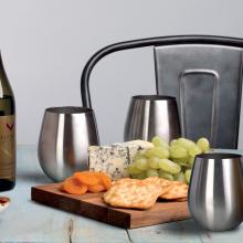 Stemless Stainless Steel Wine Glass Set Premium Giftware from Challenge Marketing NZ