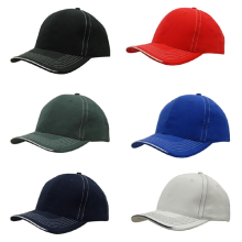 6 Panel Brushed Heavy Cotton Cap with Contrasting Stitching and Open Lip Sandwich Caps from Challenge Marketing NZ