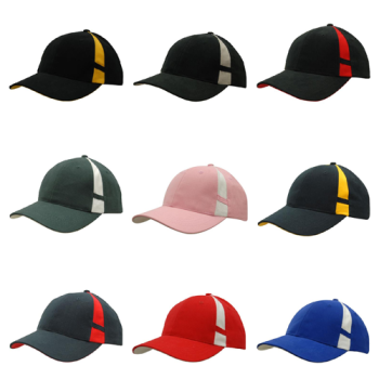 6 Panel Brushed Heavy Cotton Cap with Crown Inserts & Contrasting Peak Under & Strap