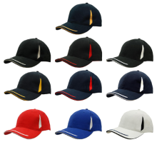 6 Panel Brushed Heavy Cotton Cap with Crown Inserts, Peak Trim & Sandwich Caps from Challenge Marketing NZ