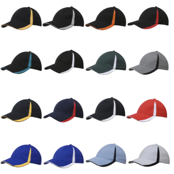 6 Panel Brushed Heavy Cotton Cap with Inserts on the Peak & Crown