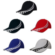 6 Panel Brushed Heavy Cotton Cap with Swirling Checks & Sandwich Caps from Challenge Marketing NZ