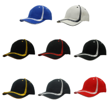 6 Panel Brushed Heavy Cotton Cap with Waving Stripes on Crown & Peak Caps from Challenge Marketing NZ