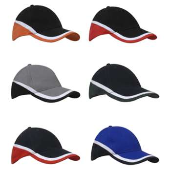 6 Panel Brushed Heavy Cotton Tri-Coloured Cap