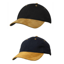 6 Panel Brushed Regular Cotton with Suede Peak Caps from Challenge Marketing NZ