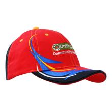 6 Panel Custom - Brushed Heavy Cotton Cap with Embroidered Trim on Crown & Peak Caps from Challenge Marketing NZ