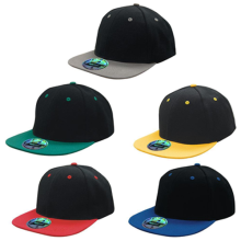 6 Panel Flat peak Premium American Twill Cap with Snap Pro Back Pro Styling - Two Tone Caps from Challenge Marketing NZ