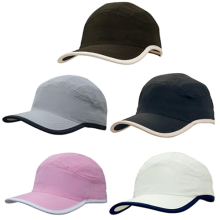 6 Panel Sports Microfibre Cap with Trim on Edge of Crown & Peak Caps from Challenge Marketing NZ