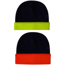 Luminescent Safety Acrylic 2 Tone Beanie Safety Caps and Headwear from Challenge Marketing NZ