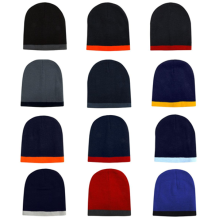 Roll Down Two Tone Acrylic Beanie Beanies from Challenge Marketing NZ