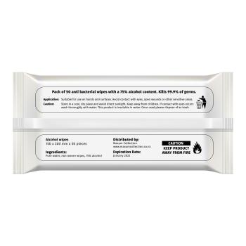75% Alcohol Antibacterial Hand Wipes