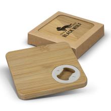 Bamboo Bottle Opener Coaster Set of 2 - Square Coasters for sale by Challenge Marketing Bamboo Bottle Opener Coaster Set of 2 - Square Coasters from Challenge Marketing NZ