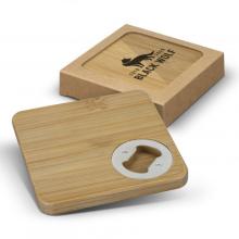 Bamboo Bottle Opener Coaster Set of 2 - Square Coasters from Challenge Marketing NZ