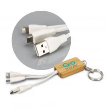 Bamboo Charging Cable Key Ring - Rectangle USB Accessories & Cables from Challenge Marketing NZ