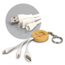 Bamboo Charging Cable Key Ring - Round USB Accessories & Cables from Challenge Marketing NZ