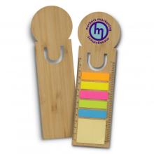 Bamboo Ruler Bookmark - Round Sticky Notes/ Flags from Challenge Marketing NZ