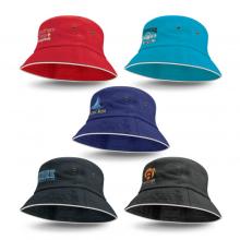 Bondi Bucket Hat - White Sandwich Trim Hats from Challenge Marketing NZ