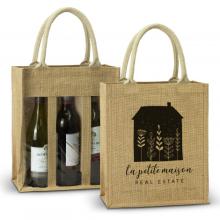 Serena Jute Triple Wine Carrier Wine Carriers from Challenge Marketing NZ