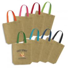 Thera Jute Tote Bag - Coloured Handles Jute Bags from Challenge Marketing NZ