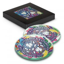 Venice Glass Coaster Set of 2 Round - Full Colour Coasters from Challenge Marketing NZ