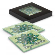 Venice Glass Coaster Set of 2 Square - Full Colour Coasters from Challenge Marketing NZ