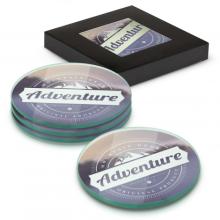 Venice Glass Coaster Set of 4 Round - Full Colour Coasters from Challenge Marketing NZ