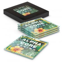 Venice Glass Coaster Set of 4 Square - Full Colour Coasters from Challenge Marketing NZ