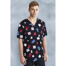 Mens CHRISTMAS  S/S V-neck scrub - CST146MS Medical Scrubs from Challenge Marketing NZ