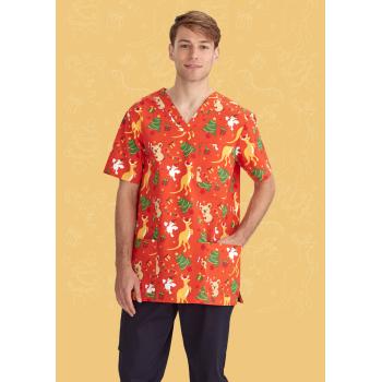 Mens Christmas V-Neck Short Sleeve Scrub Top - CST346MS