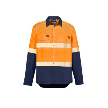 Mens Hi Vis Outdoor Segmented Tape Long Sleeve Shirt - ZW470