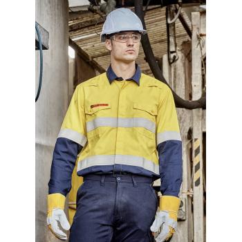 Mens Orange Flame Lightweight Ripstop Spliced Shirt - Hoop Taped - ZW180