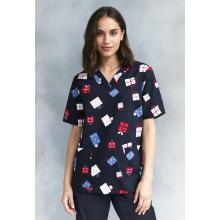 Womens CHRISTMAS  S/S V-neck scrub - CST146LS Medical Scrubs from Challenge Marketing NZ