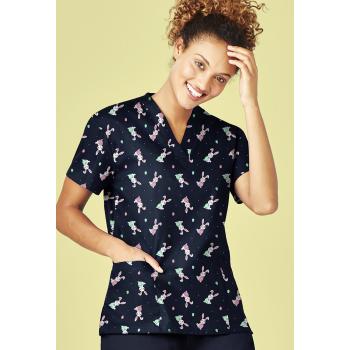 Womens Easter V-Neck Short Sleeve Scrub Top - CST152LS