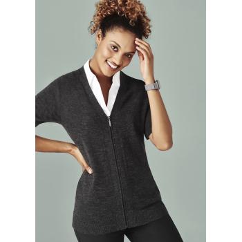 Womens Zip Front Short Sleeve Knit Cardigan - CK962LC