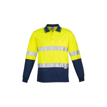 Mens Hi Vis Spliced Long Sleeve Polo - Hoop Taped - ZH235