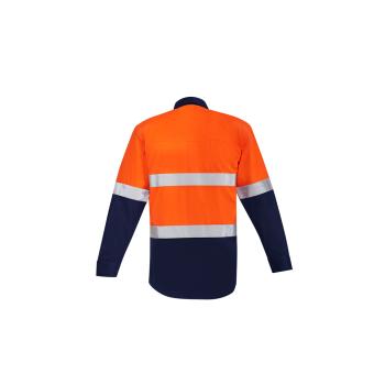Mens Orange Flame Hi Vis Open Front Spliced Shirt - Hoop Taped - ZW140