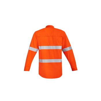 Mens Orange Flame Hi Vis Open Front Shirt - Hoop Taped - ZW145