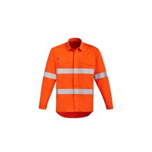 Mens Orange Flame Hi Vis Open Front Shirt - Hoop Taped - ZW145 Shirts from Challenge Marketing NZ