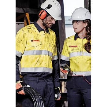 Mens Red Flame Hi Vis Shirt - Hoop Taped - ZW132