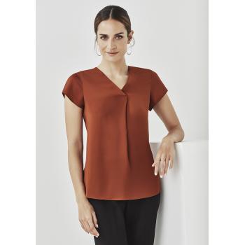 Womens Kayla V-Neck Pleat Blouse - RB967LS