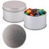 M&M s in Silver Round Tin M&M s from Challenge Marketing NZ