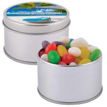 Assorted Colour Mini Jelly Beans in Silver Round Tin Jelly Beans from Challenge Marketing NZ