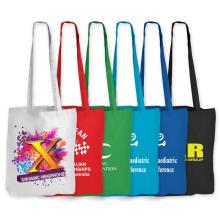 Coloured Cotton Long Handle Bag Bamboo Cotton & Calico from Challenge Marketing NZ