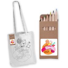 Colouring Long Handle Cotton Bag & Pencils Stationery Set from Challenge Marketing NZ