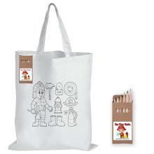 Colouring Short Handle Cotton Bag & Pencils Stationery Set from Challenge Marketing NZ