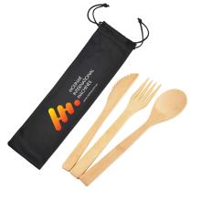 Miso Bamboo Cutlery Set in Microfibre Pouch Kitchen from Challenge Marketing NZ